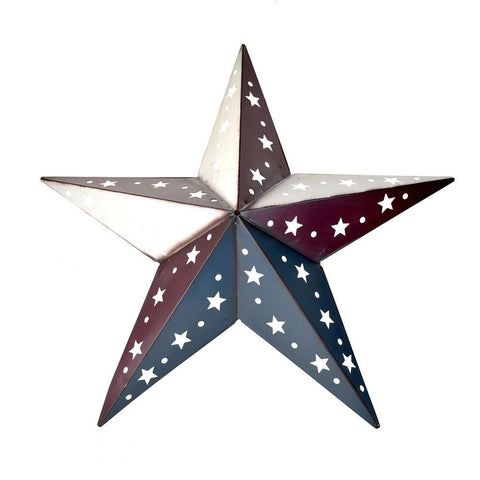 Large Metal Patriotic Punch Out Star Wall Decor, 22-Inch