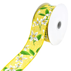 Spring Lillies Faux Linen Wired Ribbon, 1-1/2-Inch, 10-Yard