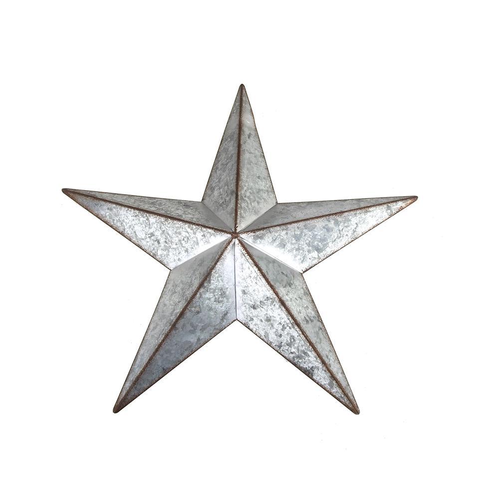 Galvanized Metal Star Christmas Decor, Silver, 6-Inch