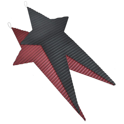 Rustic Corrugated Long Metal Star Wall Decor, Assorted Colors, 28-Inch