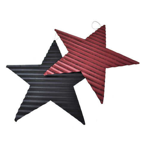 Rustic Corrugated Metal Star Wall Decor, Assorted Colors, 12-Inch