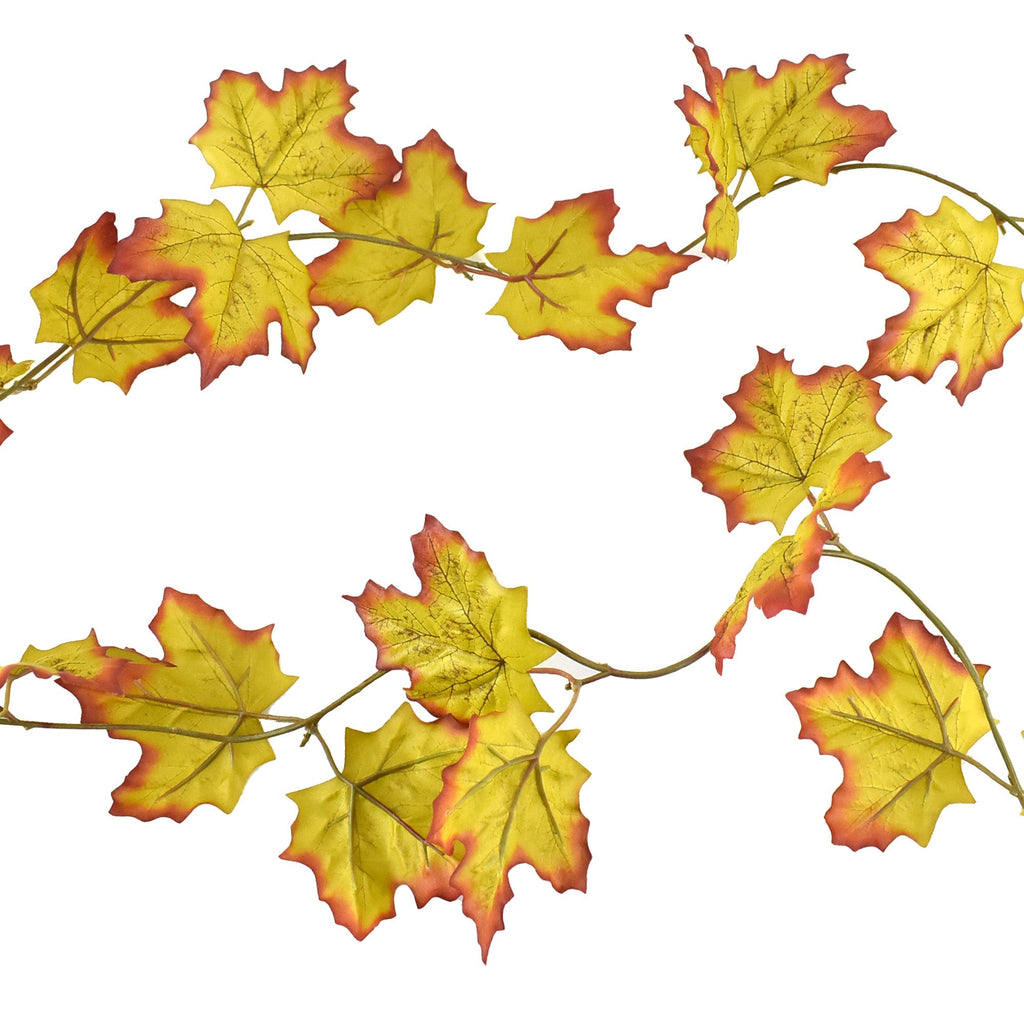 Fall Maple Leaf Garland, Green/Red, 6-Feet