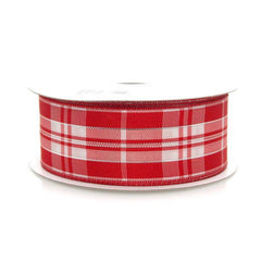 Plaid Checkered Wired Edge Christmas Ribbon, 1-1/2-inch, 10-yard