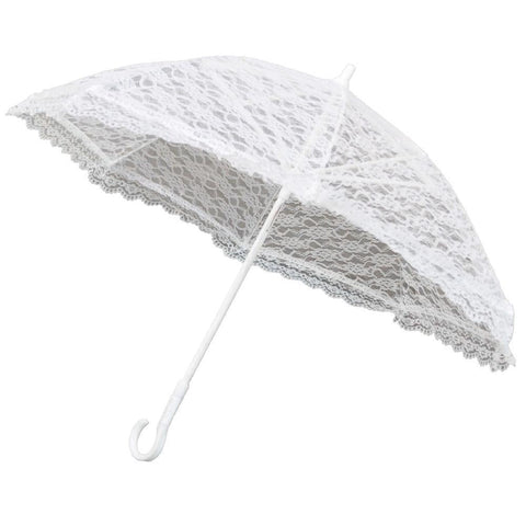 White Lace Parasol Umbrella Bridal Accessories, 20-Inch