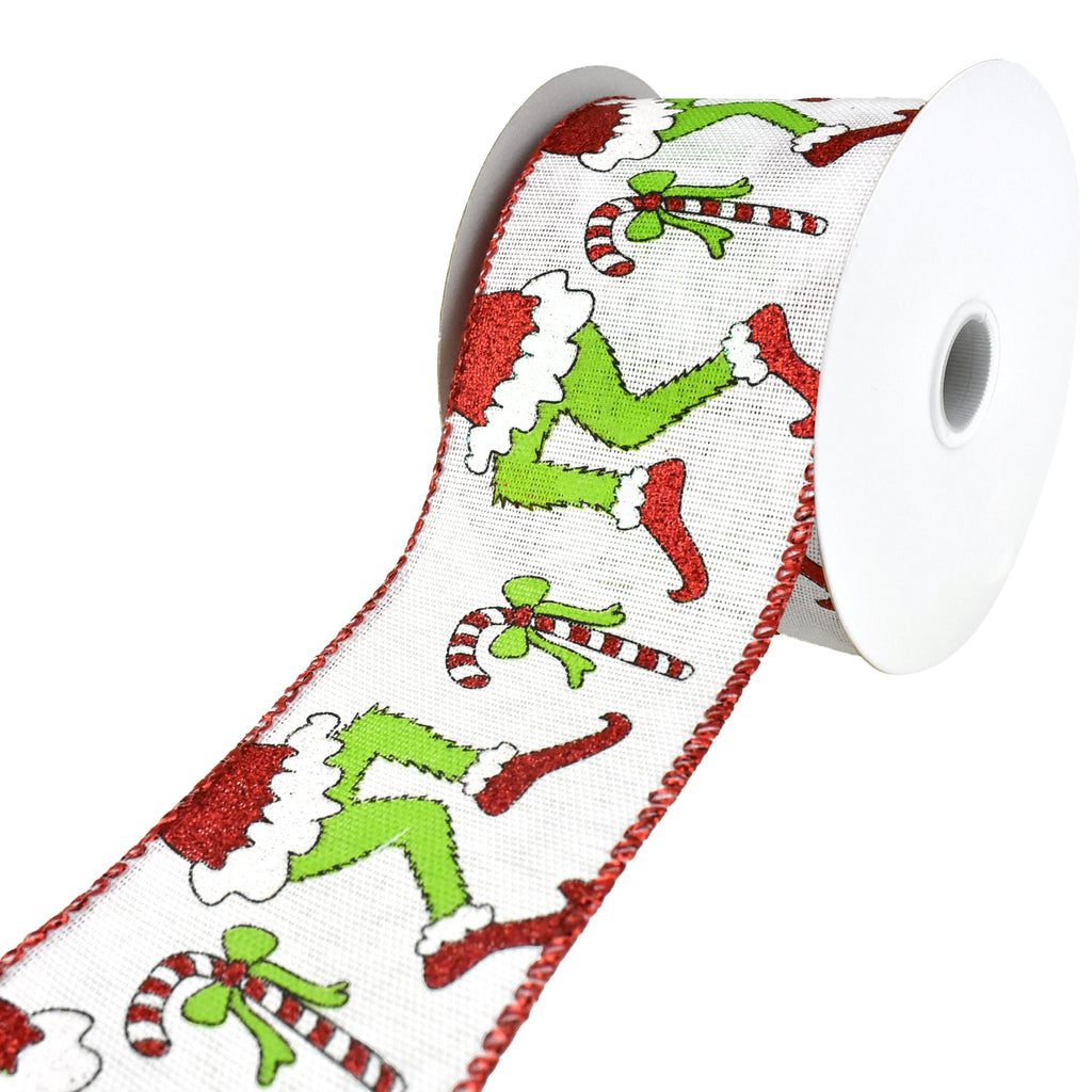 Christmas Monster Legs Wired Edge Ribbon, 2-1/2-Inch, 10-Yard