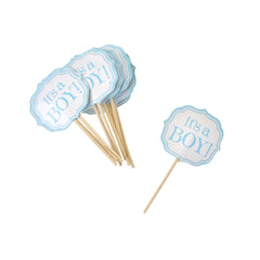 Gender Announcement Baby Shower Pick, 3-1/2-Inch, 12-Piece