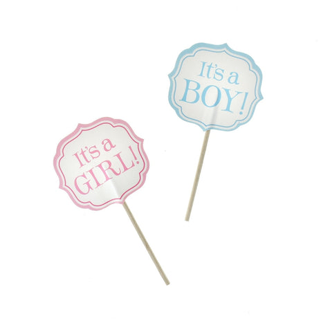 Gender Announcement Baby Shower Pick, 3-1/2-Inch, 12-Piece