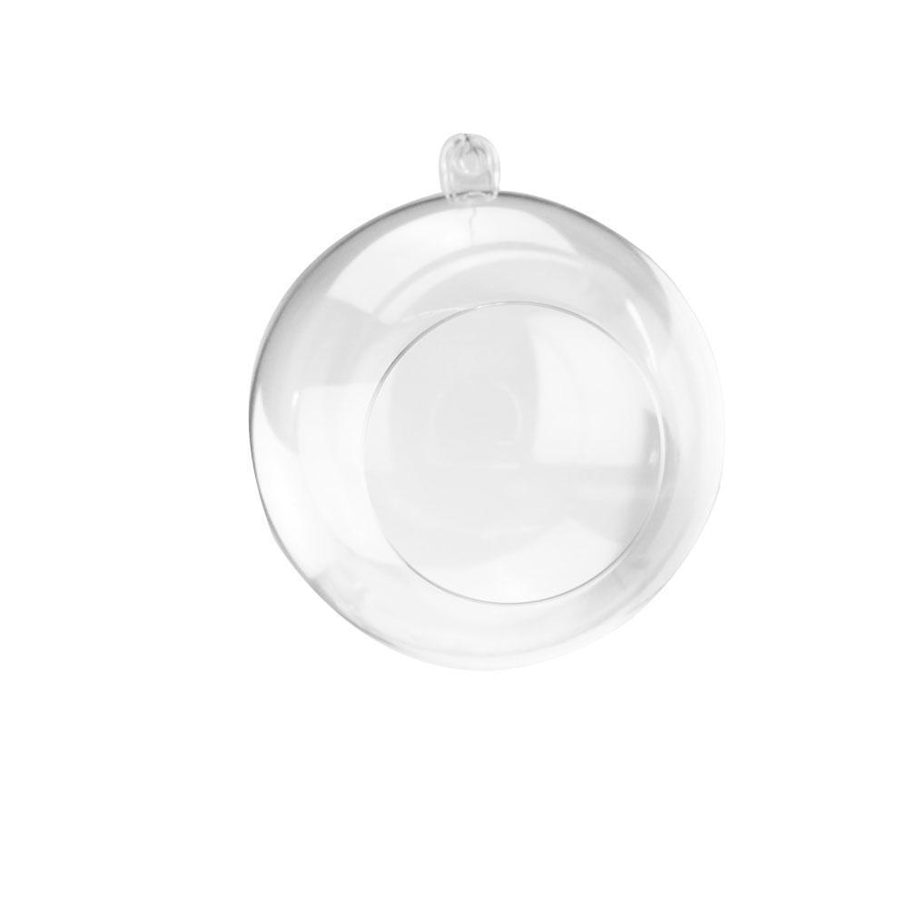 Fillable Plastic Clear Ball Ornament With Opening, 3-1/4-Inch, 12-Count