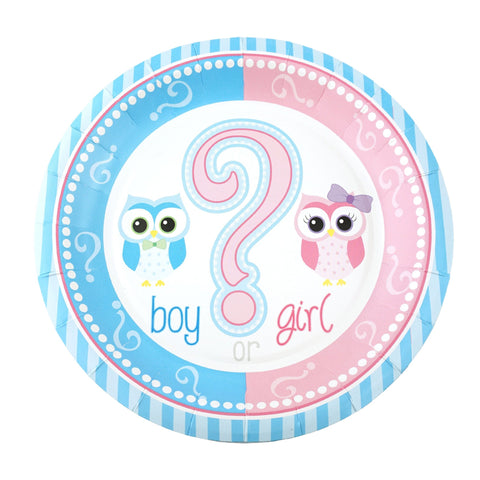 Gender Reveal Party Disposable Plates, 7-Inch, 8-Count