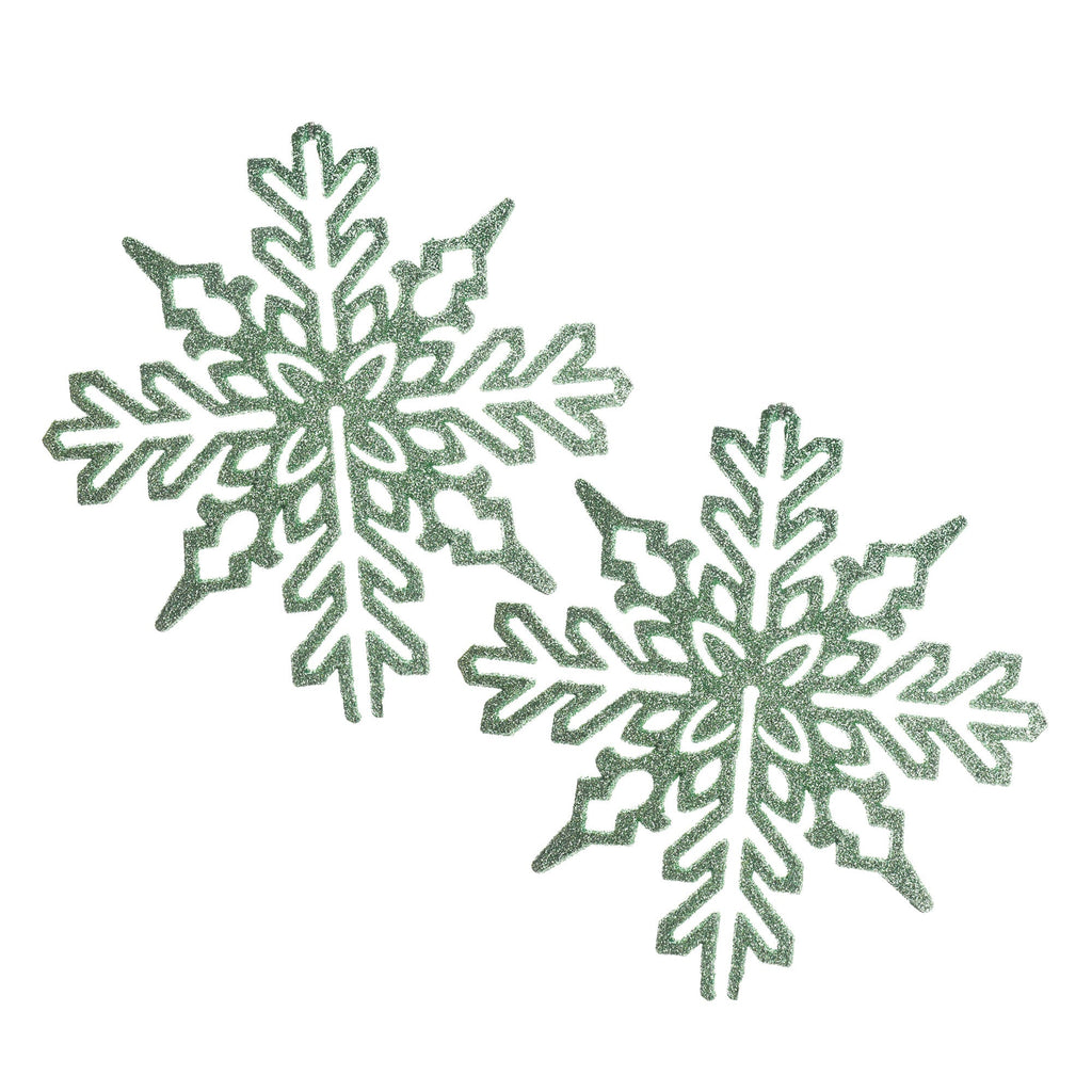 Glittered Flat Snowflake Christmas Ornaments, 6-1/2-Inch, 2-Count