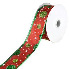 Christmas Lamé Dots Wired Ribbon, 1-1/2-Inch, 10-Yard - Red