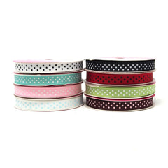 Grosgrain Swiss Dot Ribbon, 3/8-Inch, 5-Yard