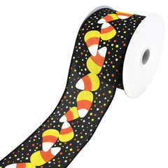 Polka Dot Candy Corn Wired Ribbon, 2-1/2-Inch, 10-Yard