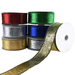 Elegant Cracked Lamé Wired Ribbon, 1-1/2-Inch, 10-Yard