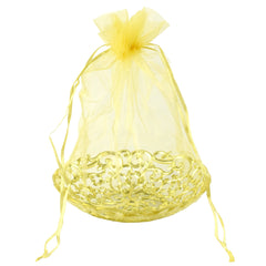 Organza Wrap Basket with Plastic Swirl Tray, 8-inch