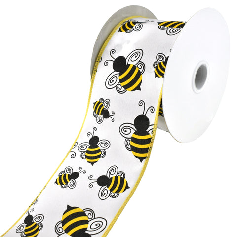 Buzzing Bumblebees Wired Ribbon, 2-1/2-Inch, 10-Yard