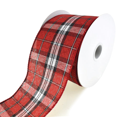 Christmas Metallic Plaid Wired Ribbon, 2-1/2-Inch, 10-Yard