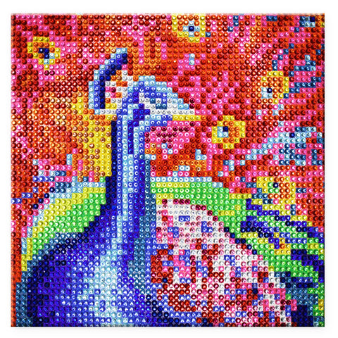 Peacock Diamond Gem Painting Kit, 6-5/16-inch