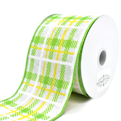 Iridescent Plaid Linen Wired Ribbon, 2-1/2-inch, 10-yard