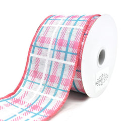 Iridescent Plaid Linen Wired Ribbon, 2-1/2-inch, 10-yard