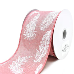 Feathers Linen Wired Ribbon, 2-1/2-Inch, 10-Yard