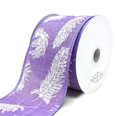 Feathers Linen Wired Ribbon, 2-1/2-Inch, 10-Yard