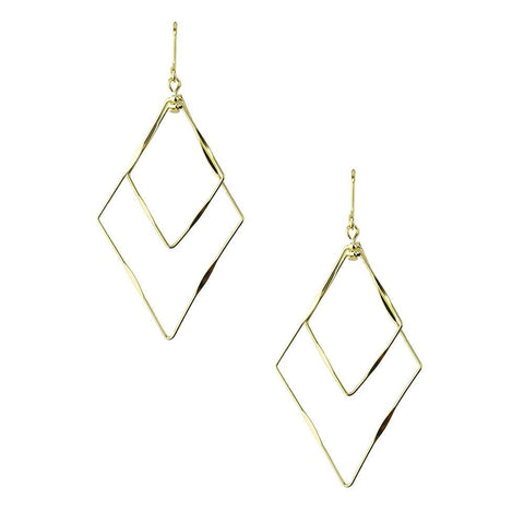 Geometrical Diamond Shaped Drop Dangle Earrings, 2-Inch