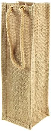 Jute Wine Carry Bag w/ Cord Handle, 14-inch, 5-piece