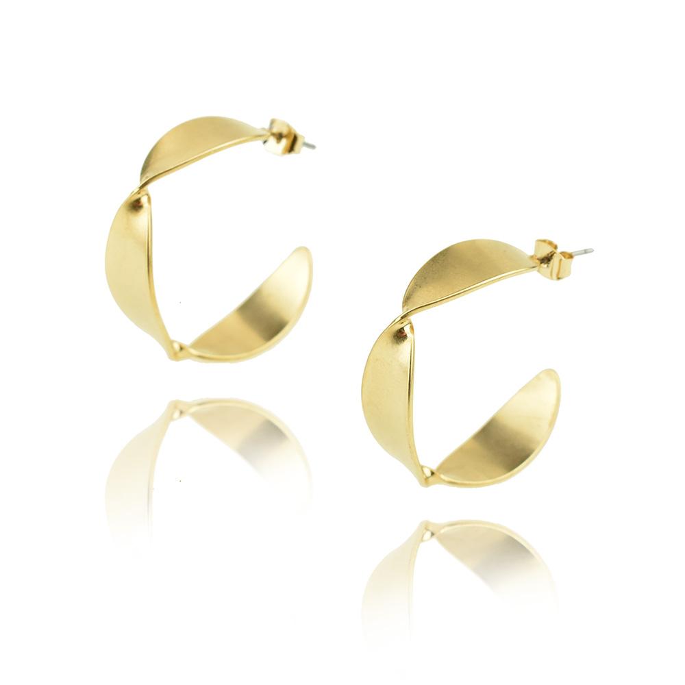 Twisted Hoop Earrings, Gold, 1-1/4-Inch