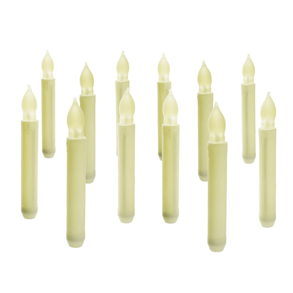 LED Plastic Flickering Taper Candle, Ivory, 6-1/2-Inch, 12-Count