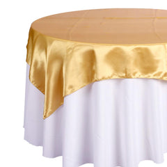 Satin Fabric Table Cover Overlay, 72-Inch x 72-Inch