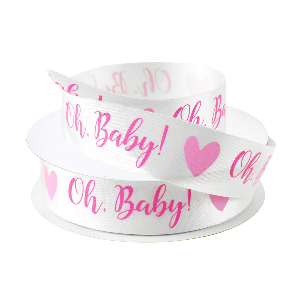 Oh Baby! Quote Satin Baby Shower Ribbon, 7/8-inch, 10-yard – Party Spin