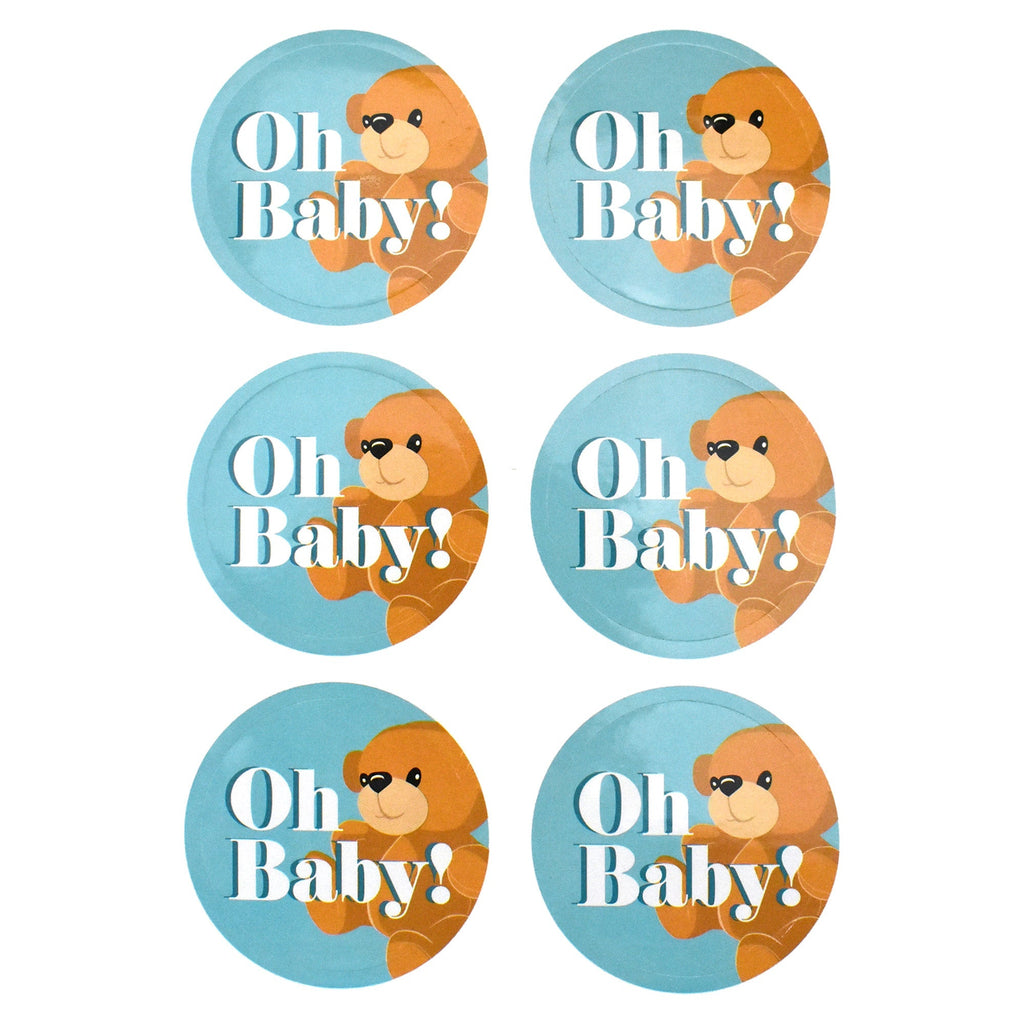 Teddy Bear Baby Shower Sticker Labels, 2-Inch, 24-Count - Blue
