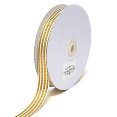 Metallic Seersucker Stripes Grosgrain Ribbon, 25-Yard