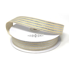 Metallic Seersucker Stripes Grosgrain Ribbon, 25-Yard