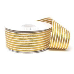 Metallic Seersucker Stripes Grosgrain Ribbon, 25-Yard