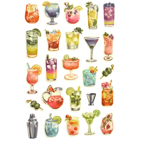 Tropical Drinks Puffy 3D Sticker Sheet, 1-1/4-Inch, 25-Piece