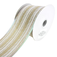 Feathered Stripes Iridescent Edge Linen Wired Ribbon, 10-yard