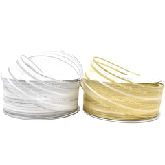 Metallic Stripe Sheer Wired Ribbon, 1-1/2-Inch, 25-Yard