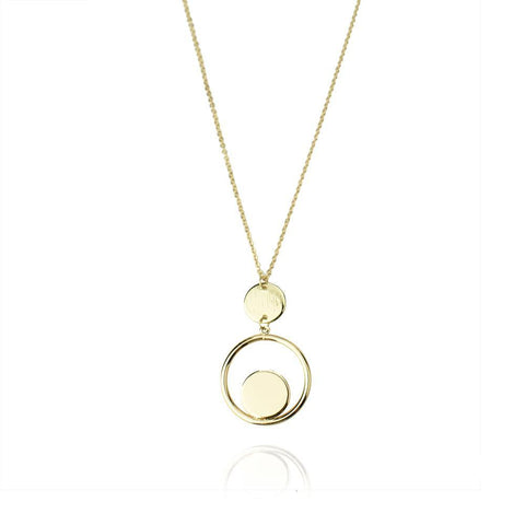 Round Hanging Disk Pendant Necklace, Gold, 15-Inch