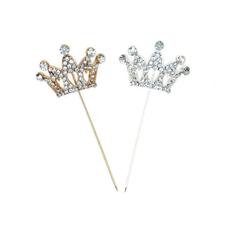 Rhinestone Crown Pin, 1-1/4-Inch, 4-Count