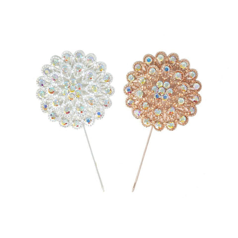 Rhinestone Floral Pin, 2-1/4-Inch, 3-Count