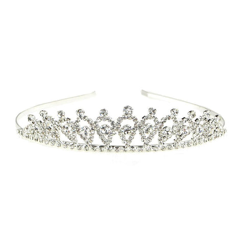 Rhinestone Tiara Crown, Silver, 1-Inch, Gwyneth