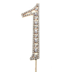 Number Rhinestone Crystal Metal Cake Topper, Gold, 3-3/4-Inch