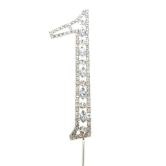 Number Rhinestone Crystal Metal Cake Topper, Silver, 3-3/4-Inch