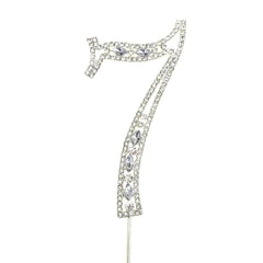 Number Rhinestone Crystal Metal Cake Topper, Silver, 3-3/4-Inch