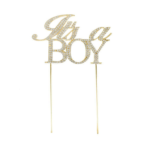 It's A Boy Metal Rhinestone Celebration Cake Topper