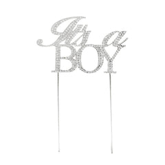 It's A Boy Metal Rhinestone Celebration Cake Topper