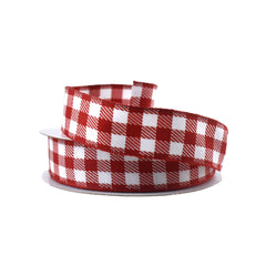 Christmas Buffalo Plaid Checkered Wired Ribbon, 7/8-Inch, 10-Yard