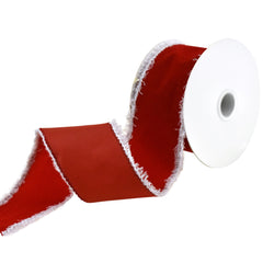 Christmas Velvet Fuzzy Wired Edge Ribbon, 2-1/2-Inch, 10-Yard - Red